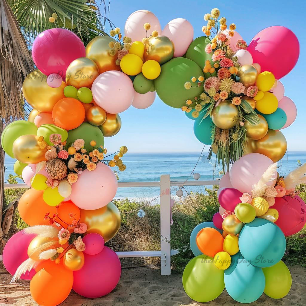 Orange Lighting Decor - Balon Tropis Lengkungan Karangan Bunga Kit