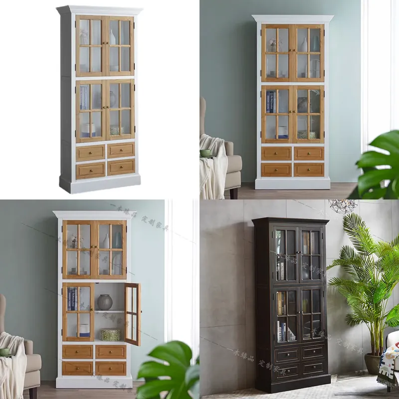 Lighting Decorative - Rak Buku Kayu Solid Mewah Gaya