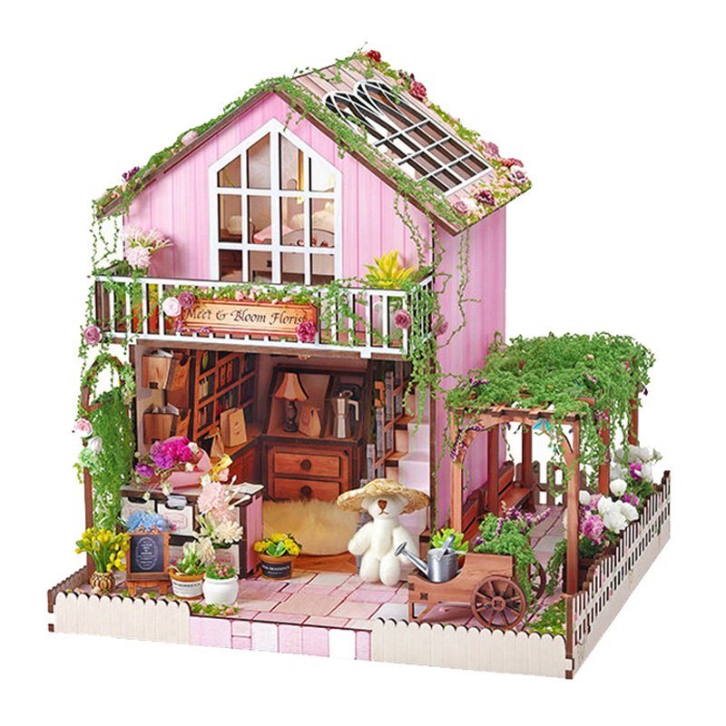 Lighting Decor Store - Kit Miniatur Rumah Toko Bunga Kayu