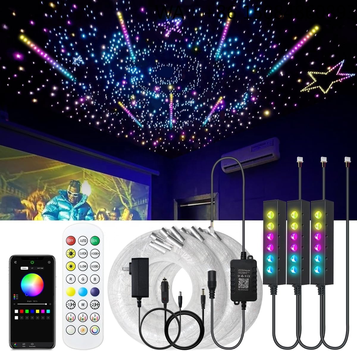 Lighting Interior Decor - Sumber Cahaya Langit-Langit Serat Optik RGB,