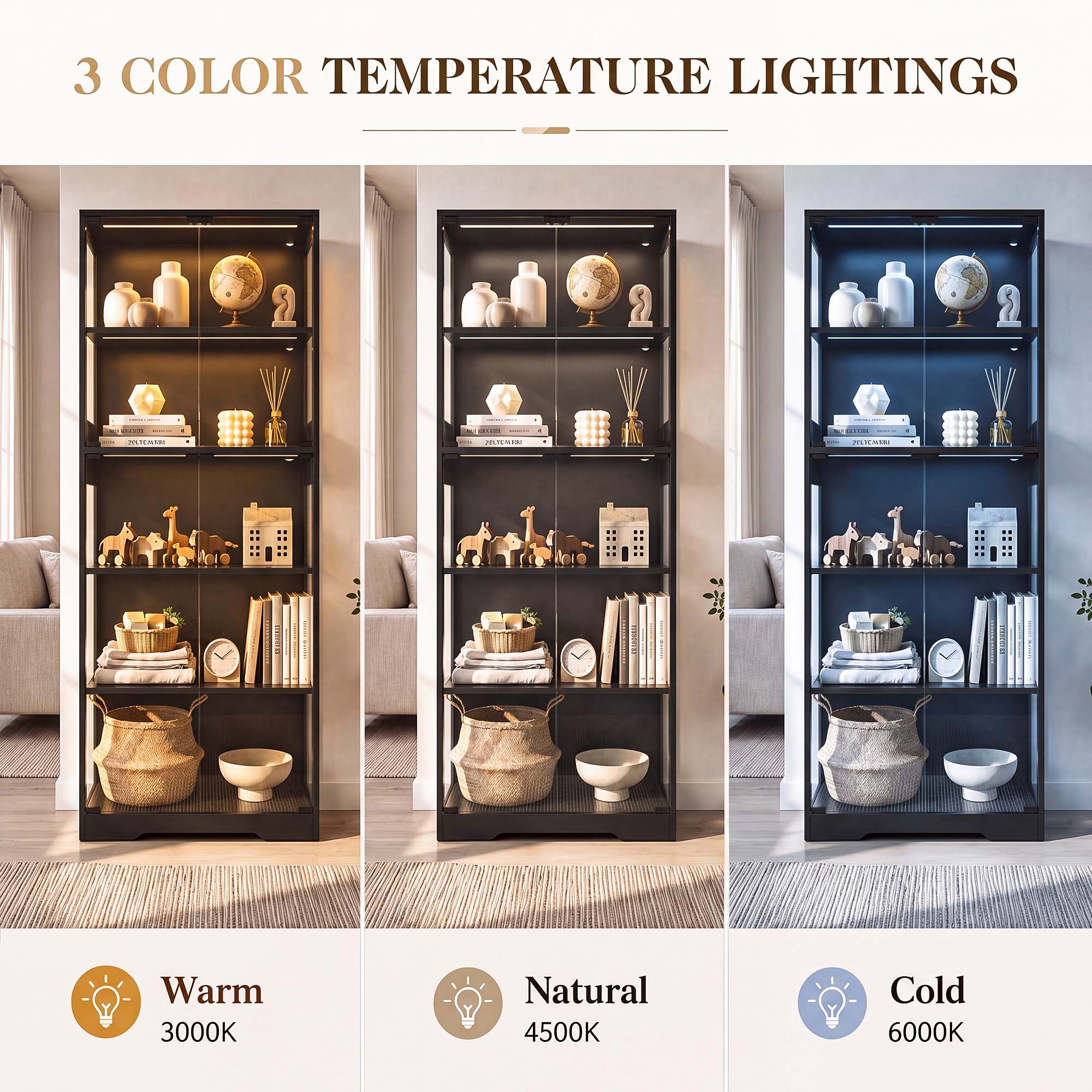TCGBKAF Lemari Pajangan 5 Ting - Lighting Decor For Home ulasan dan harga
