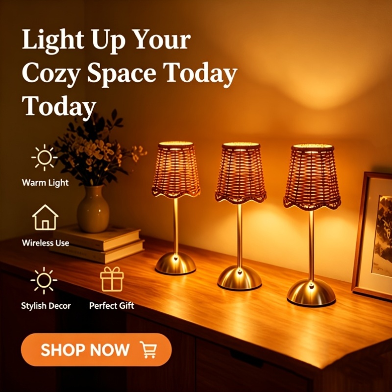Lampu Meja Seni Anyaman Rotan  - Lighting Decor For Home ulasan dan harga