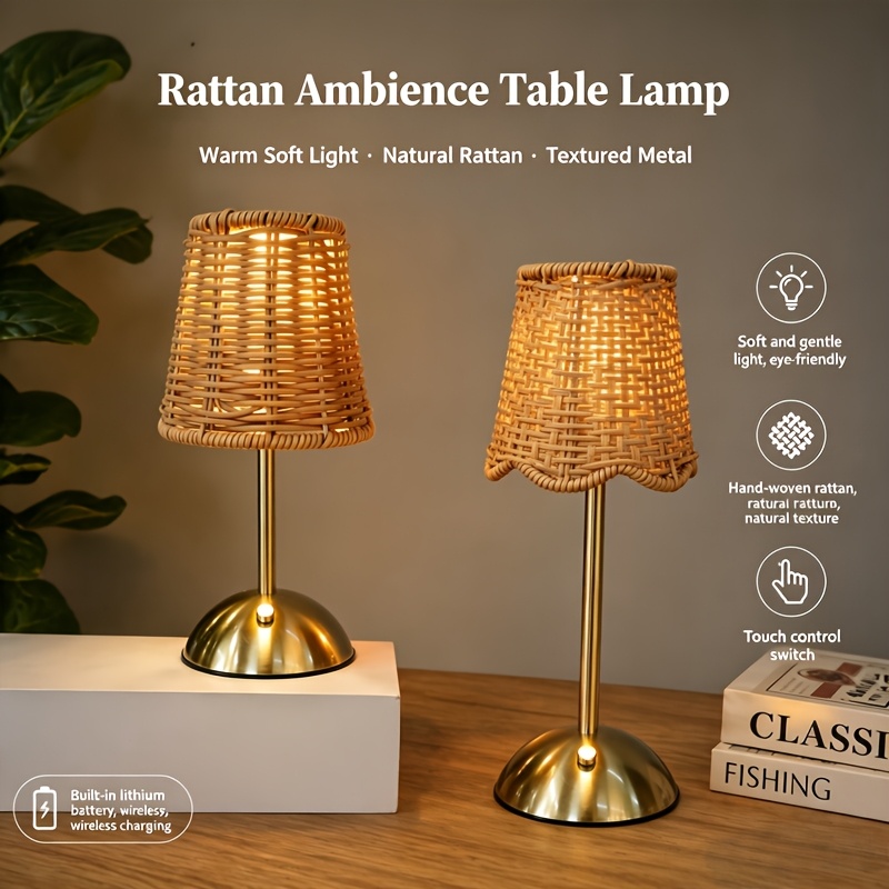 Lampu Meja Seni Anyaman Rotan  - Lighting Decor For Home ulasan dan harga