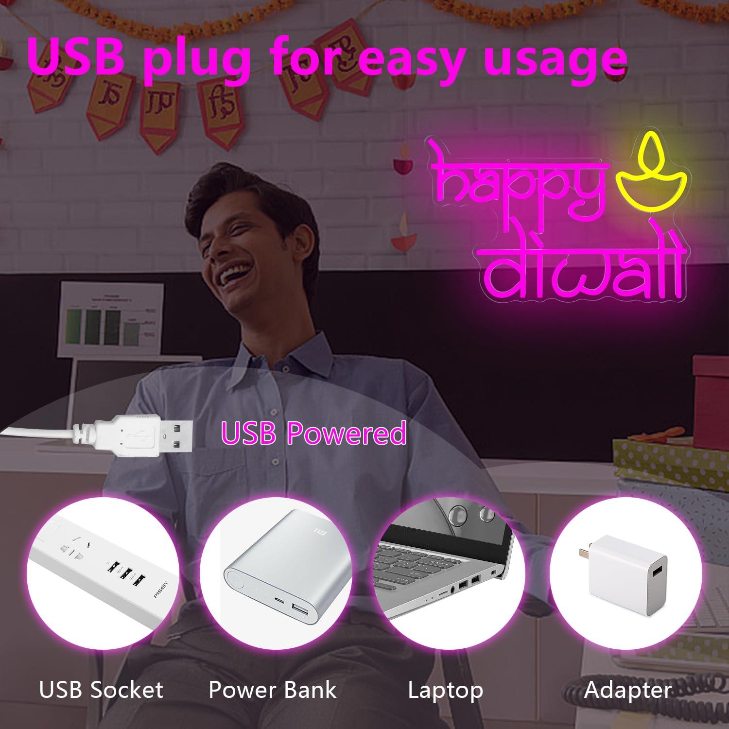 Lampu Neon LED Happy Diwali Be - Lighting Decor For Diwali ulasan dan harga