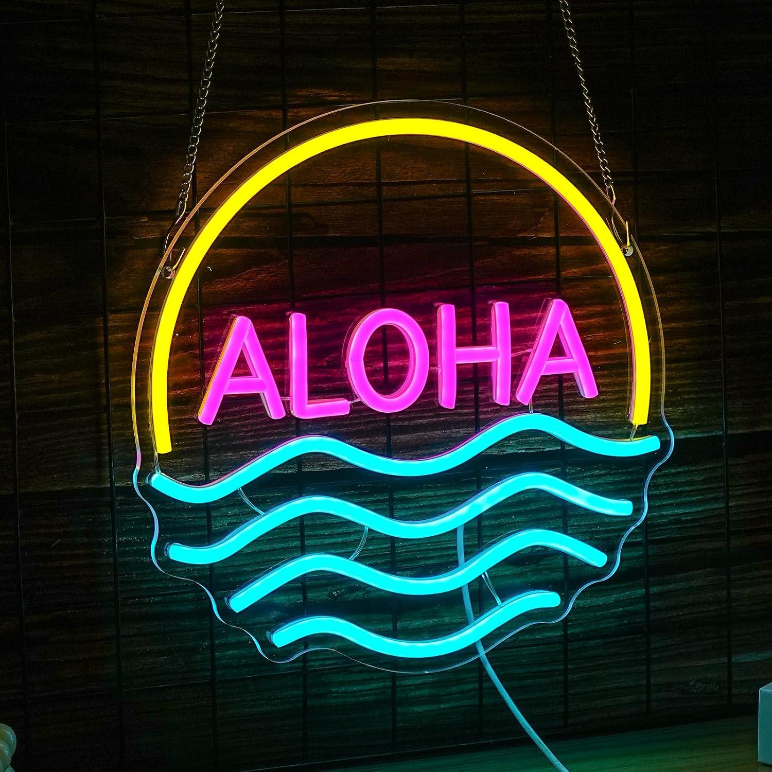 Lampu Neon Aloha Sunset Wave U - Lighting Decor Rentals ulasan dan harga