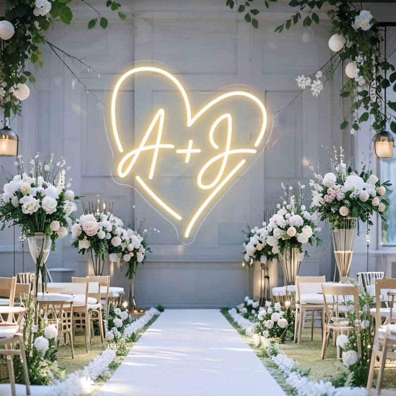 Tanda Neon LED Hati Inisial Ku - Lighting Decoration Ideas ulasan dan harga