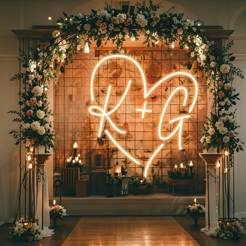 Tanda Neon LED Hati Inisial Ku - Lighting Decoration Ideas ulasan dan harga