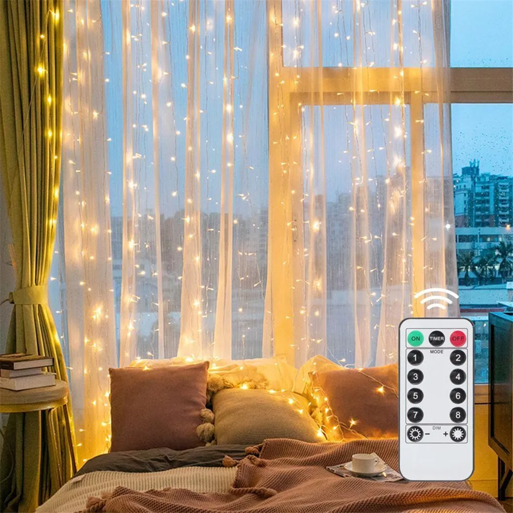 Tirai LED USB 3/6M 8 Mode Lamp - Lighting Decor For Diwali ulasan dan harga