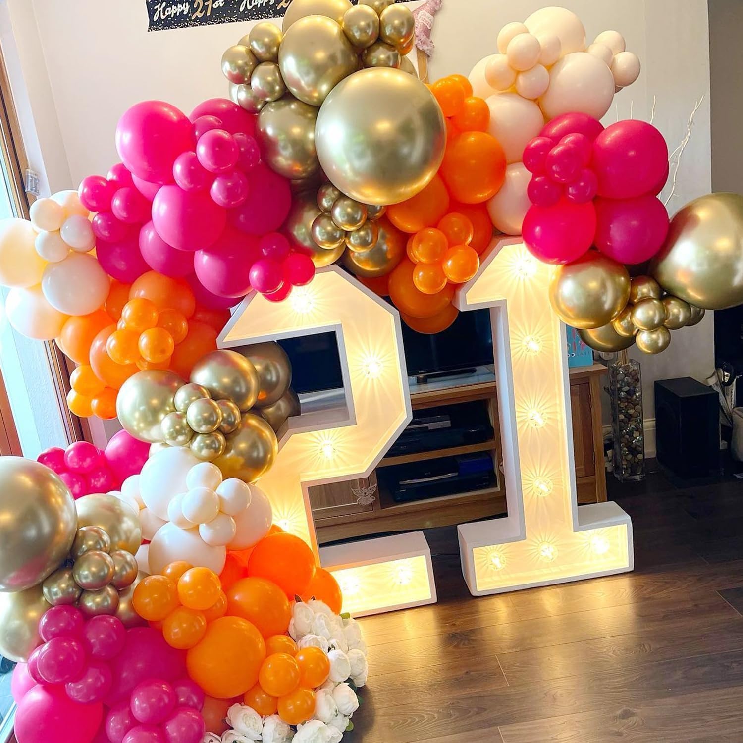 89Pcs Balon Warna Pink Panas,  - Orange Lighting Decor ulasan dan harga